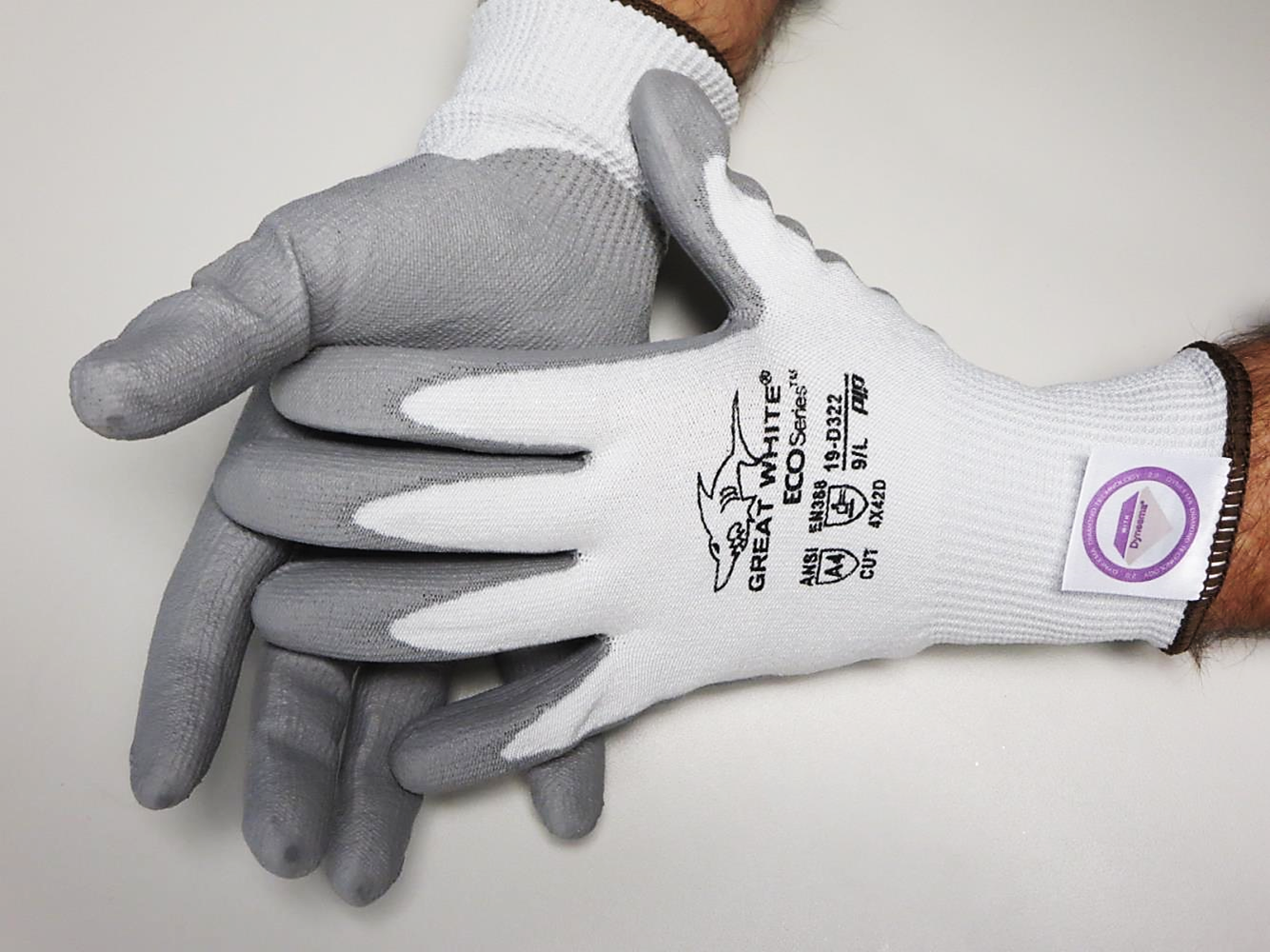 #19-D322 PIP® Great White® G-Tek® ECO Series™ Great White® Polyurethane Coated  Seamless Knit Dyneema® Diamond 2.0 Gloves