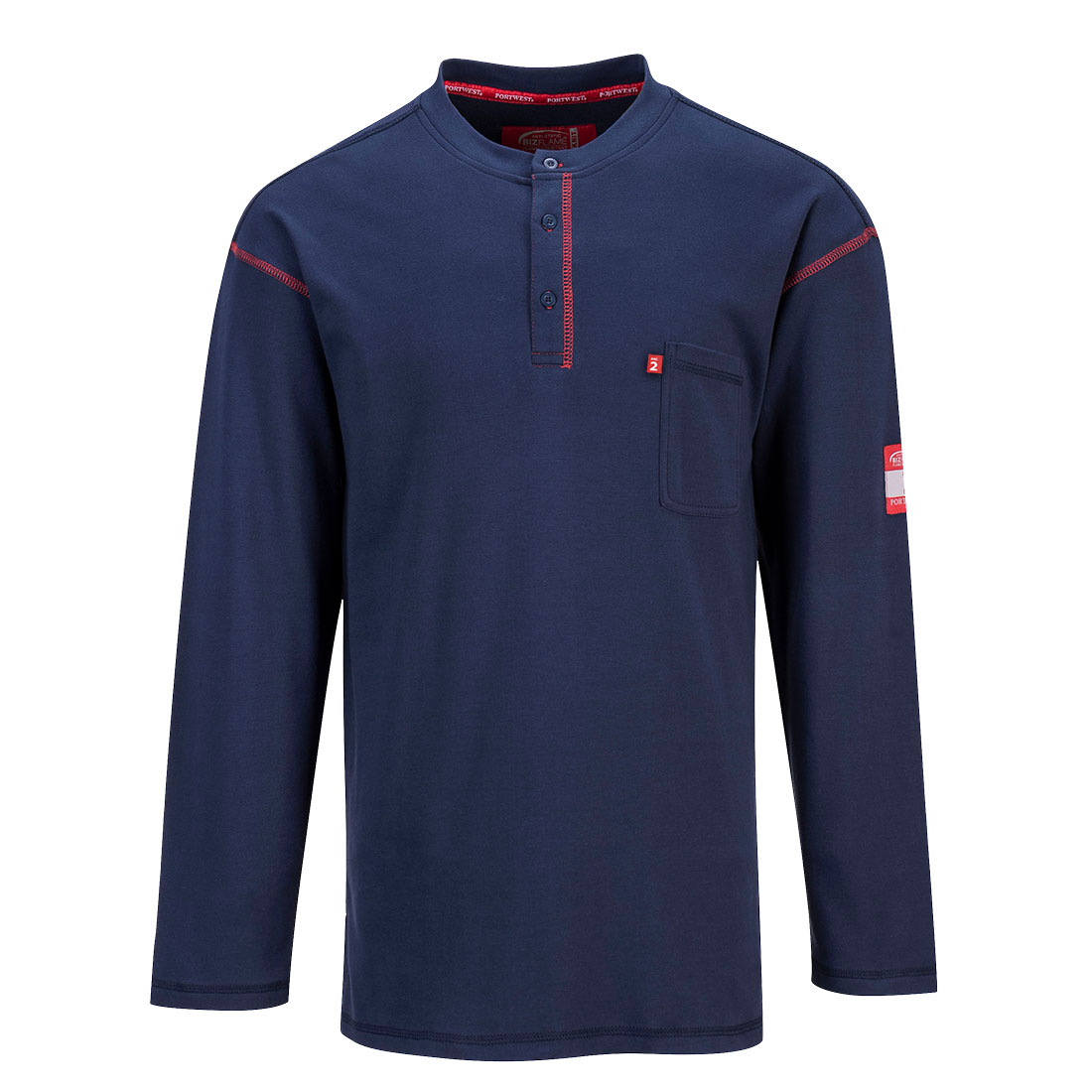 FR02 Portwest® Bizflame® Knit Flame-Resistant Henley - navy