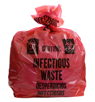 12` x 18` Red Infectious Waste Low Density Flat Liners, 2-mil