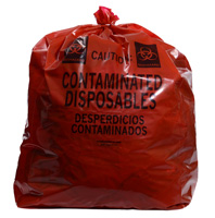 15` x 9` x 32` Red Contaminated Disposables Infectious Waste Low Density Gusseted Liners, 1.5-mil